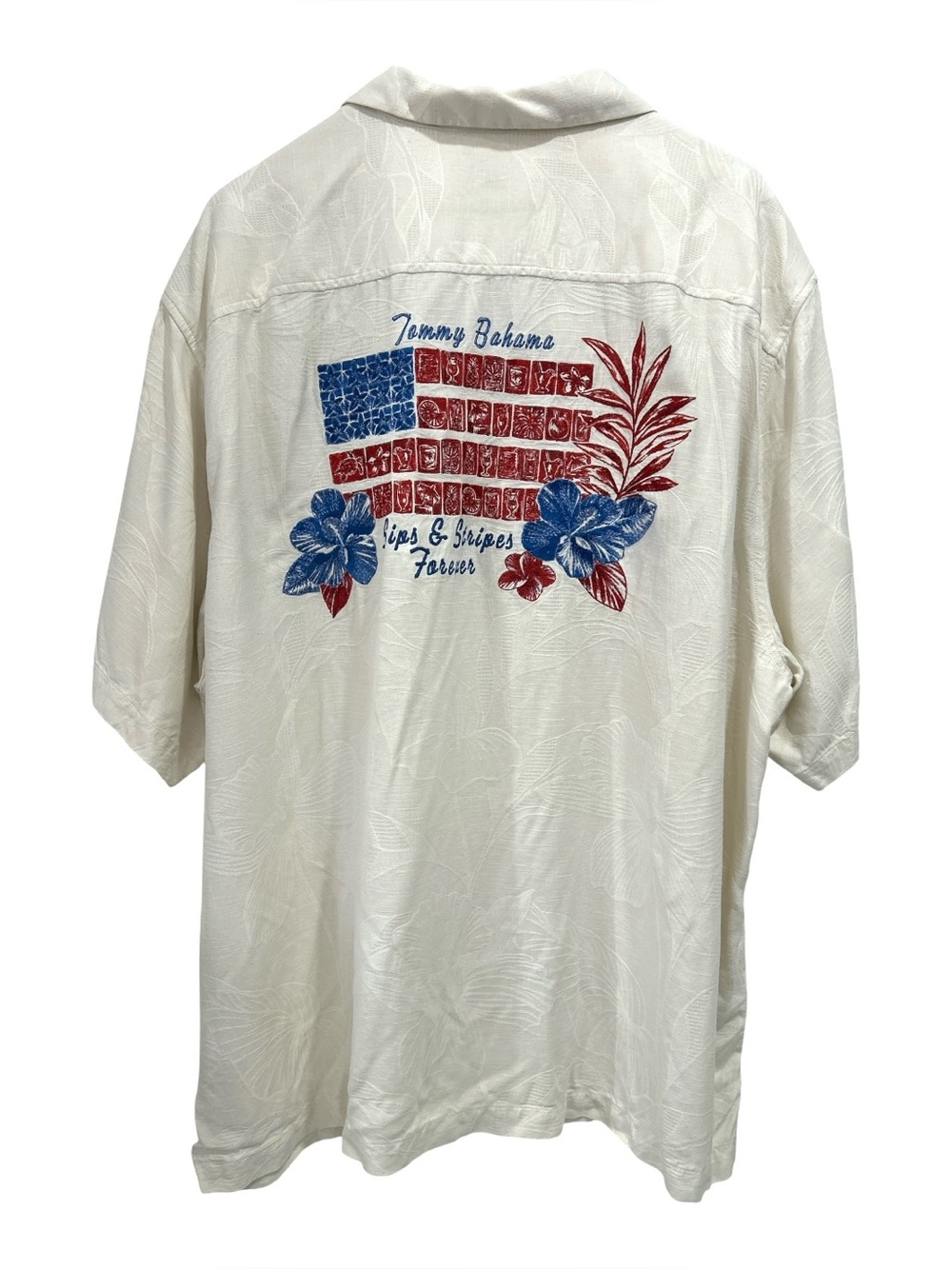 Tommy Bahama "Sips & Stripes Forever" Silk Patriotic Vacation Camp Shirt - 2XLB